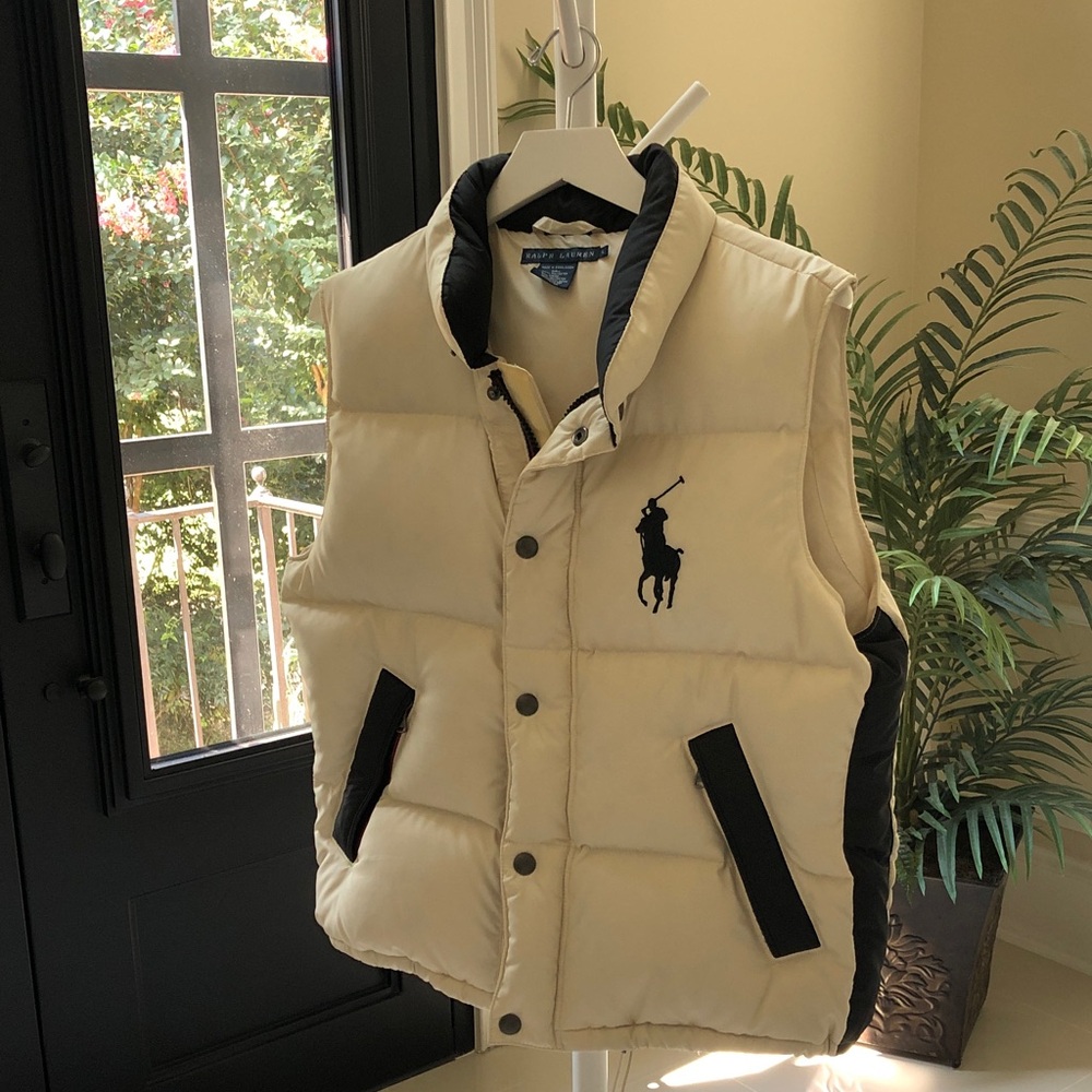 Ralph Lauren Cream and Black Puffer Vest